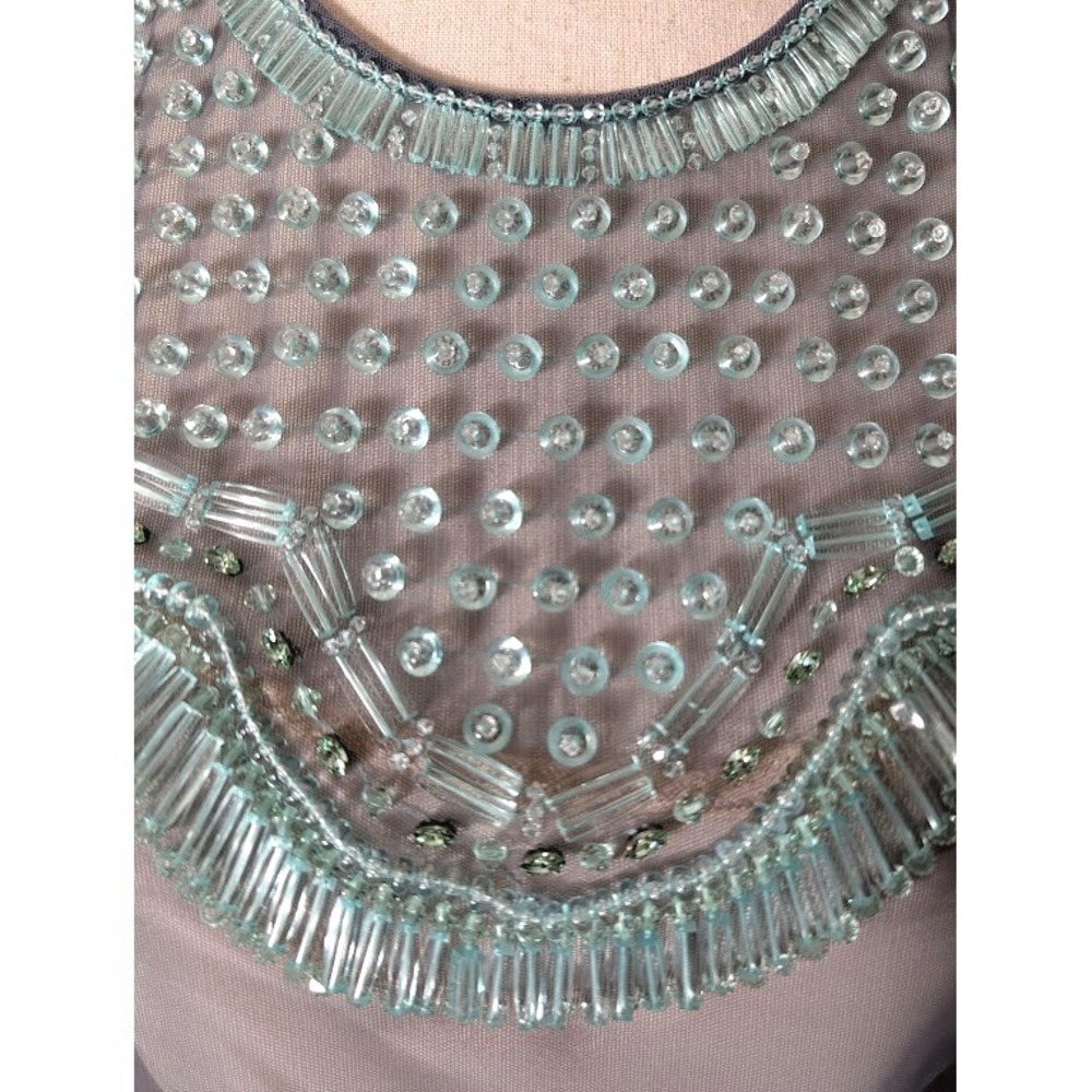 PRADA Embellished Sheer Sleeveless Top Blue Beaded Neckline Womens - Picture 7 of 14